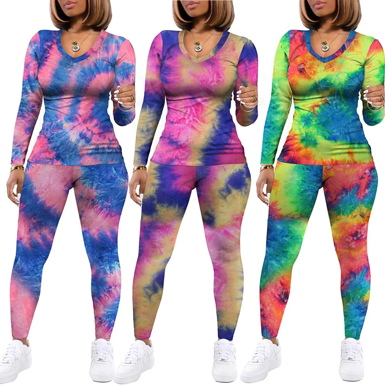 

Two-piece women's suits 2-piece women's home furnishing suits 2-piece suits Long T-shirt trousers o-neck printing sexy wholesale