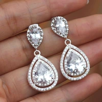 exquisite fashion shiny water drop zircon womens earrings 2021 temperament trend ladies drop earrings wedding gift jewelry