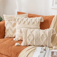 boho cushion cover 45x45cm30x50cm nature cotton pillow cover decorative tassels square home decoration for living room bed room