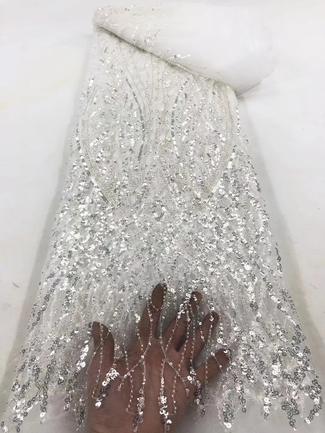 Изысканные красивые бусины + вышивка блестками африканская кружевная ткань