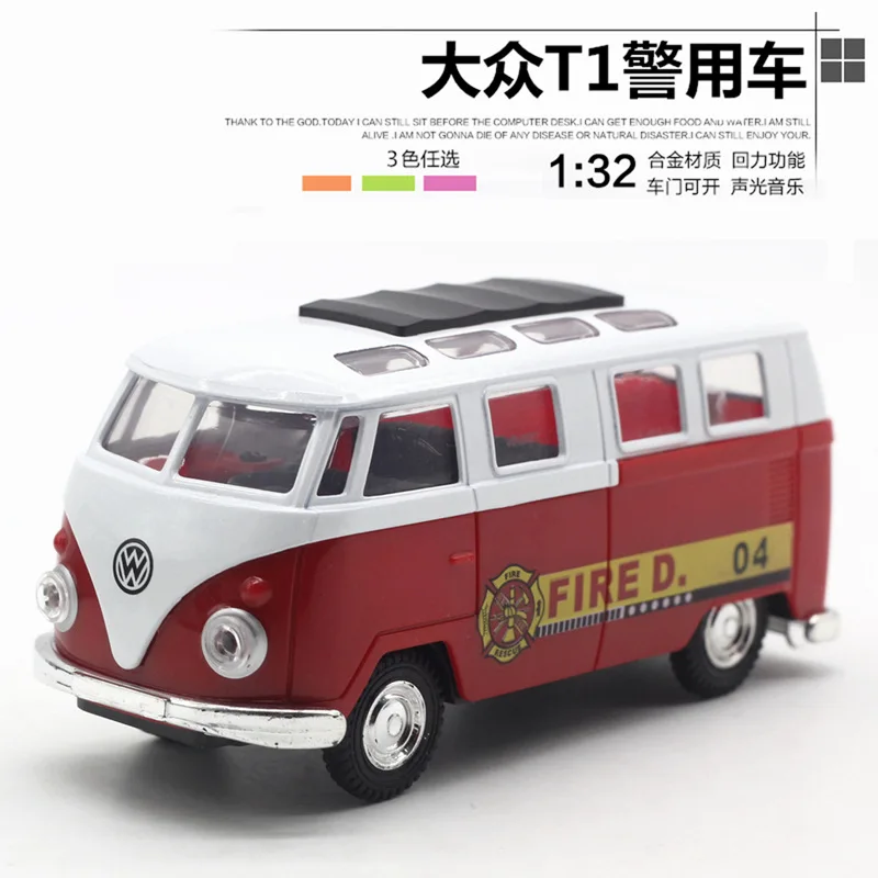 Модель автомобиля Volkswagen T1 в масштабе 1:32 автобус фургон Пожарная служба