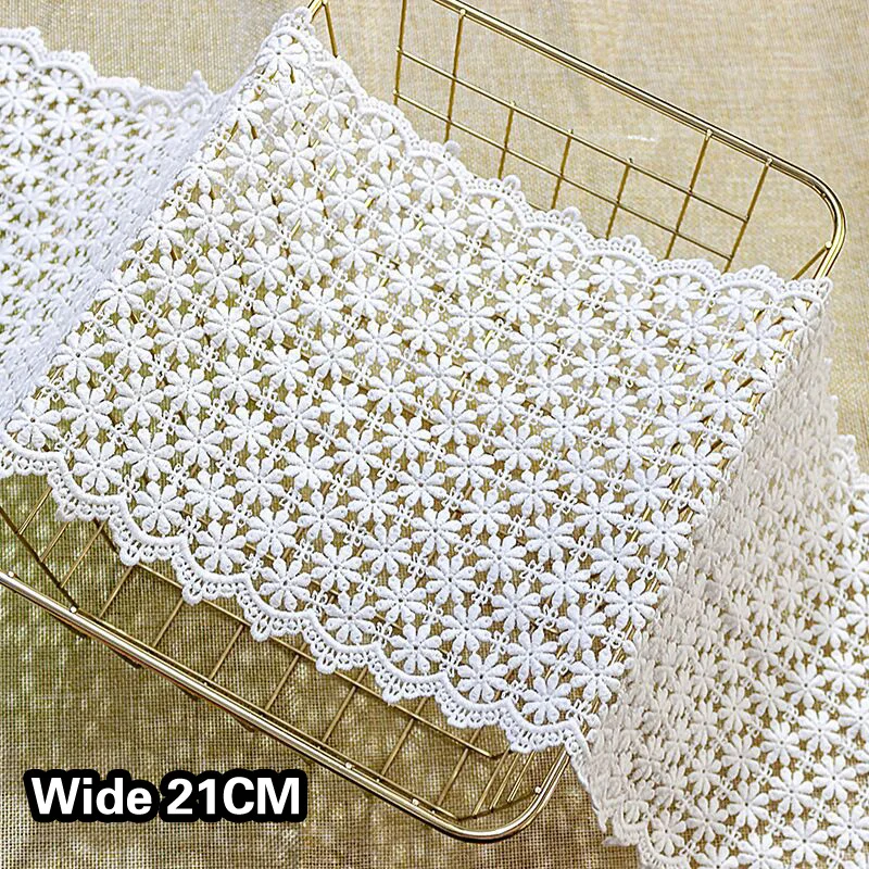 Изысканная белая хлопковая вышитая лента 21 см | Дом и сад