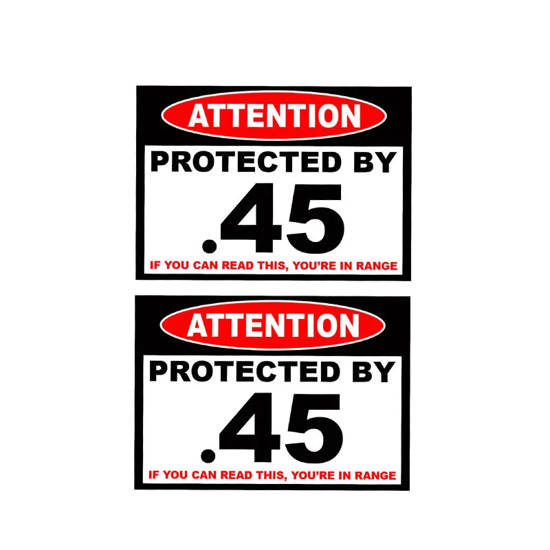 

New Protected By 45 Warning Gun Cover Scratches Car-Sticker Decal for Bumper Rear Windshield Other Vehicle KK Car Decal