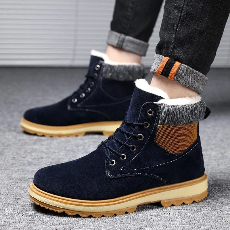 2018 зимние мужские ботинки модные трендовые повседневные Бархатные Теплые