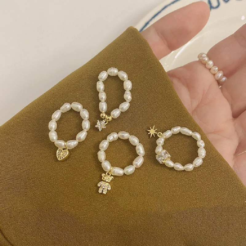 Кольцо AOMU круглое с имитацией под жемчуг женское элегантное вечернее вечерние