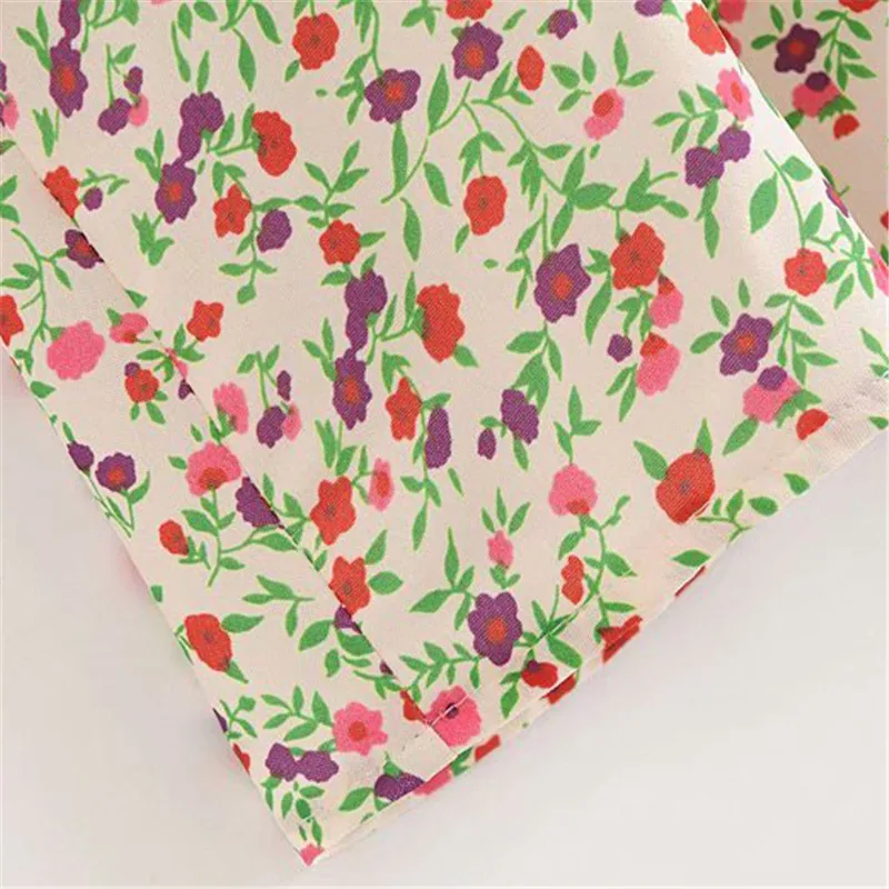 

2020 Summer Flower Print Mini Dresses Short Sleeve Sweet Beach Style Chic A-line Dress vestidos Feminina