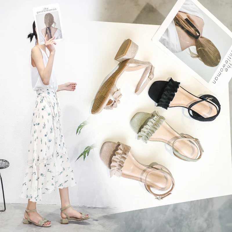 Женская обувь коллекция 2019 года Летние сандалии тонкие туфли на квадратном