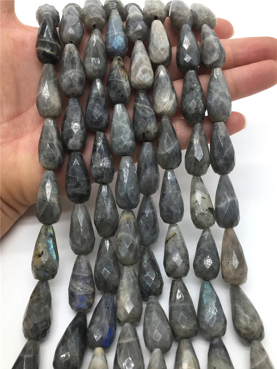 

High Quality Natural Flash Labradorite Handmade Drop Beads Faceted Loose For Jewelry Making DIY Necklace Bracelet 15''12x26mm
