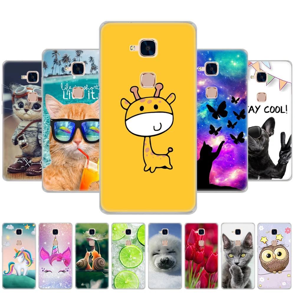 

cover phone case for honor 5C soft tpu silicon back cover 360 full protective printing transparent clear coque