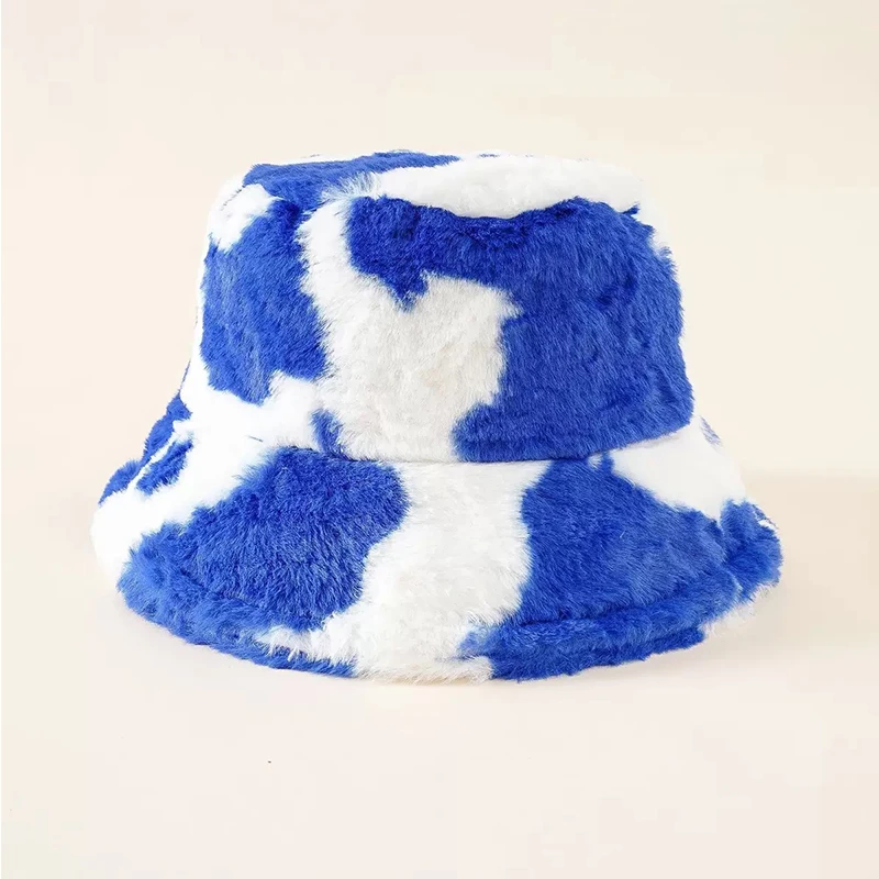Панама зимняя плюшевая с коровьим принтом складная теплая шапка унисекс мягкая