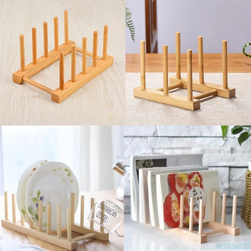 Wooden Kitchen Plates Cups Dish Stand Display Drying Dryer Holder Storage Rack