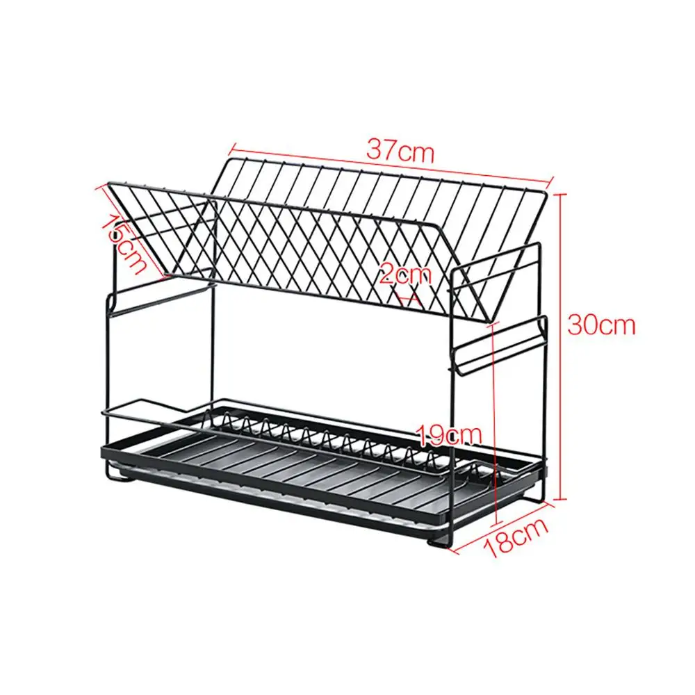 

2 Layers Storage Rack Kitchen Organizer Dish Drying Rack Tableware Drainer Shelf Holder Plate Dish Rack with Tray Sink Organizer