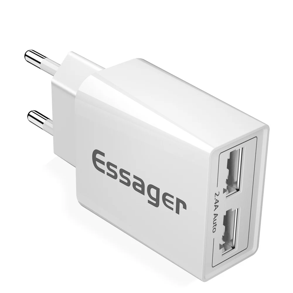 Зарядное устройство Essager 5 в 2,4 А USB для iPhone X, XR, XS, Max, samsung, Xiaomi, ЕС, штепсель, умное зарядное устройство для путешествий, адаптер, зарядное устройство для мобильного телефона - Тип штекера: White