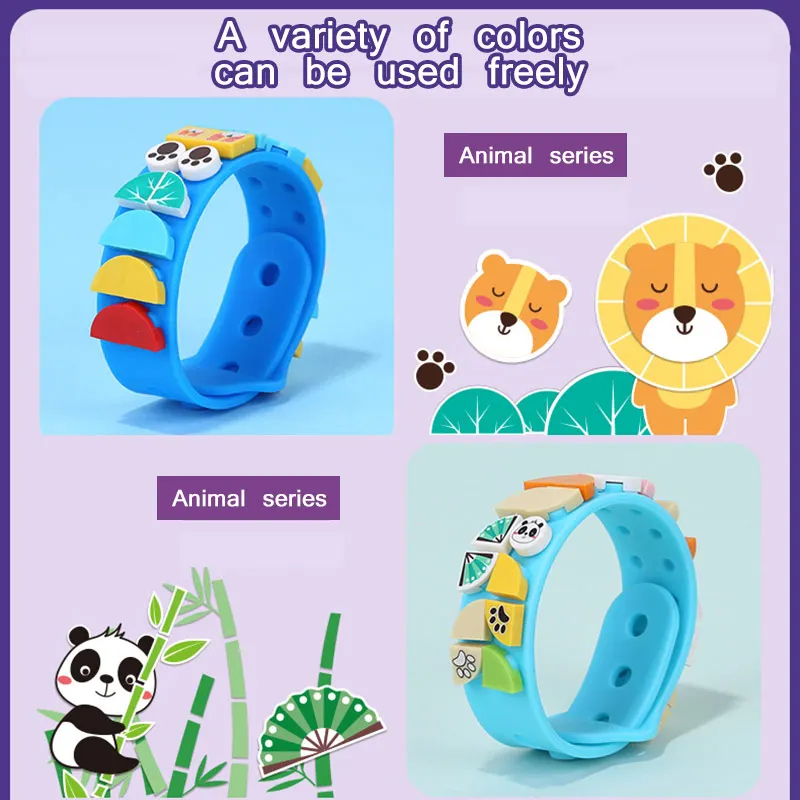 Творческий DIY игрушка кирпичи Дети блок браслет регулируемый длина Обучающие