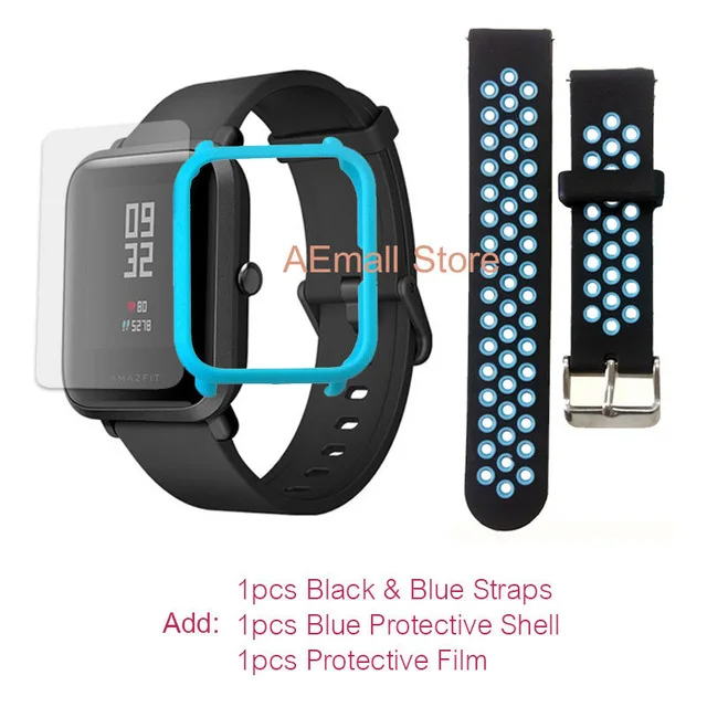 КУПОН Умные Смарт часы Xiaomi Amazfit bip часы [watch] с gps Huami Фитнес браслет Смарт-часы [Smartwatch] - Цвет: BlueBlue Film