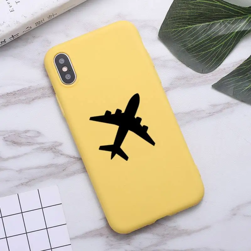

World Map Travel aircraft love Phone Case Candy Color for iPhone 6 7 8 11 12 s mini pro X XS XR MAX Plus