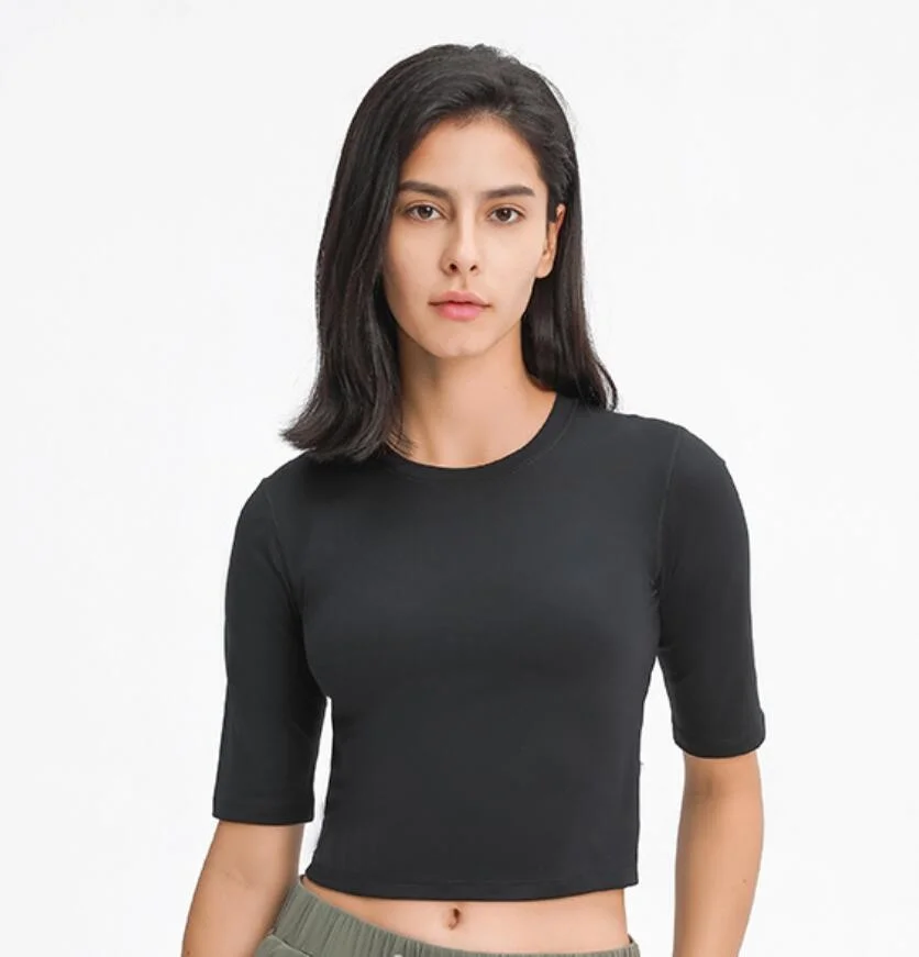 

2021 спортивный топ для йоги, Женский облегающий топ с коротким рукавом для бега и фитнеса, быстросохнущая одежда для тренировок, однотонная о...