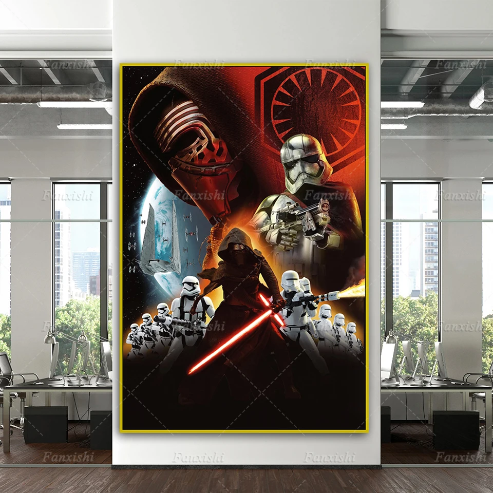 

Kylo Ren Star Wars Episode Vii The Force Awakens Movie Poster Modern Living Room Decor Canva Wall Art Print Nordic Home Decor