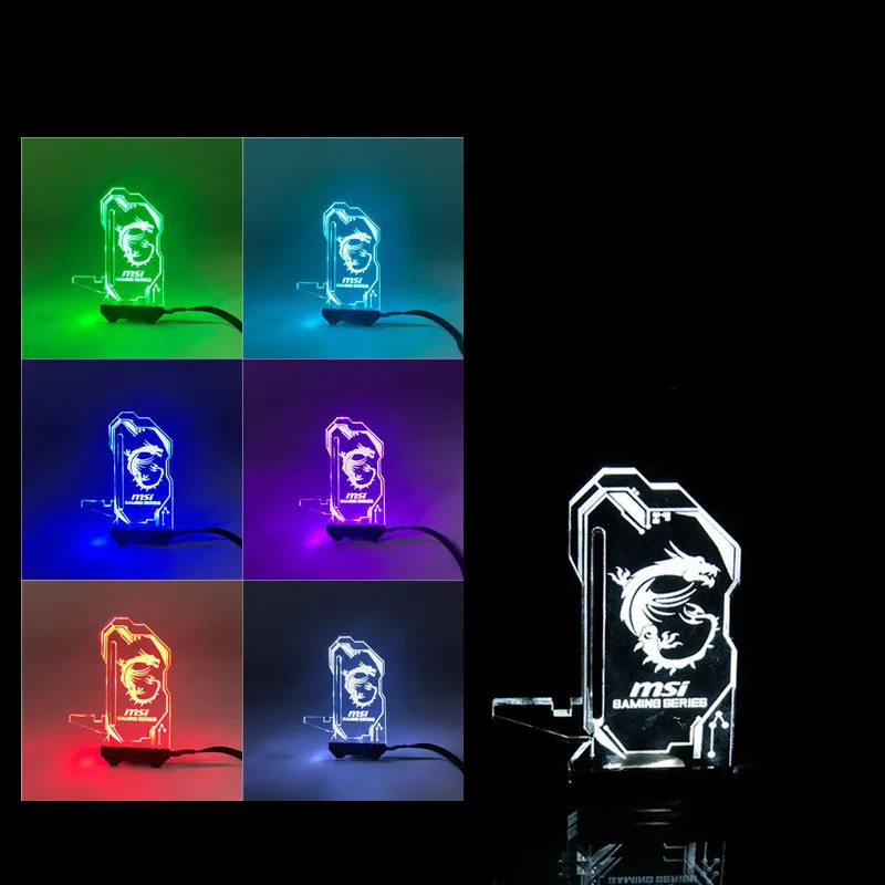 4PIN RGB RGB, акриловый кронштейн для графического процессора, Мульти Стиль, подсвеченный кронштейн для видеокарты, шасси, лампа верия, вертикальный разъем, поддержка ASUS AURA - Цвет лезвия: 4PIN RGB