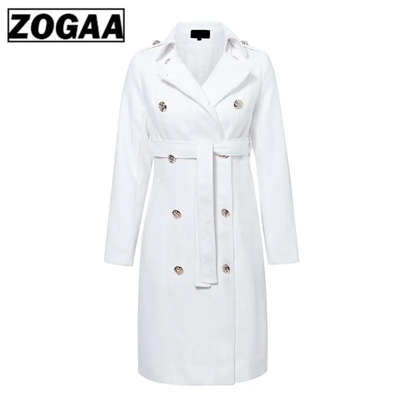 Винтаж двубортный белый Тренч для женские пояса тонкий длинный Женская зимняя