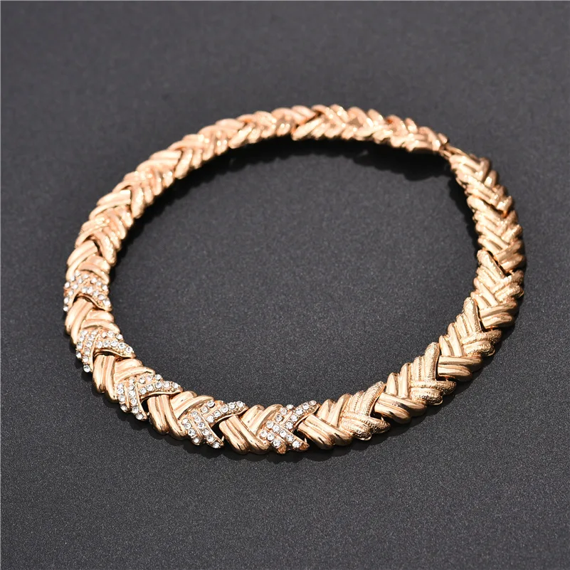 Африканская бижутерия модное геометрическое украшенное кристаллами ожерелье