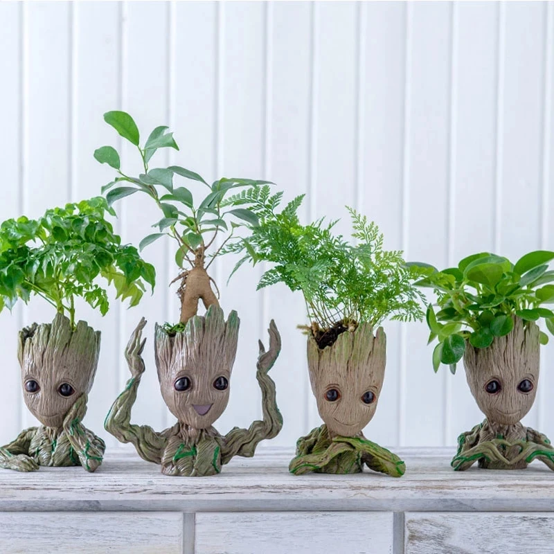 

Baby Groot Flowerpot Planter Figurines Tree Man Cute Model Toy Pen Pot Garden Planter Flower vase Gift for Kids