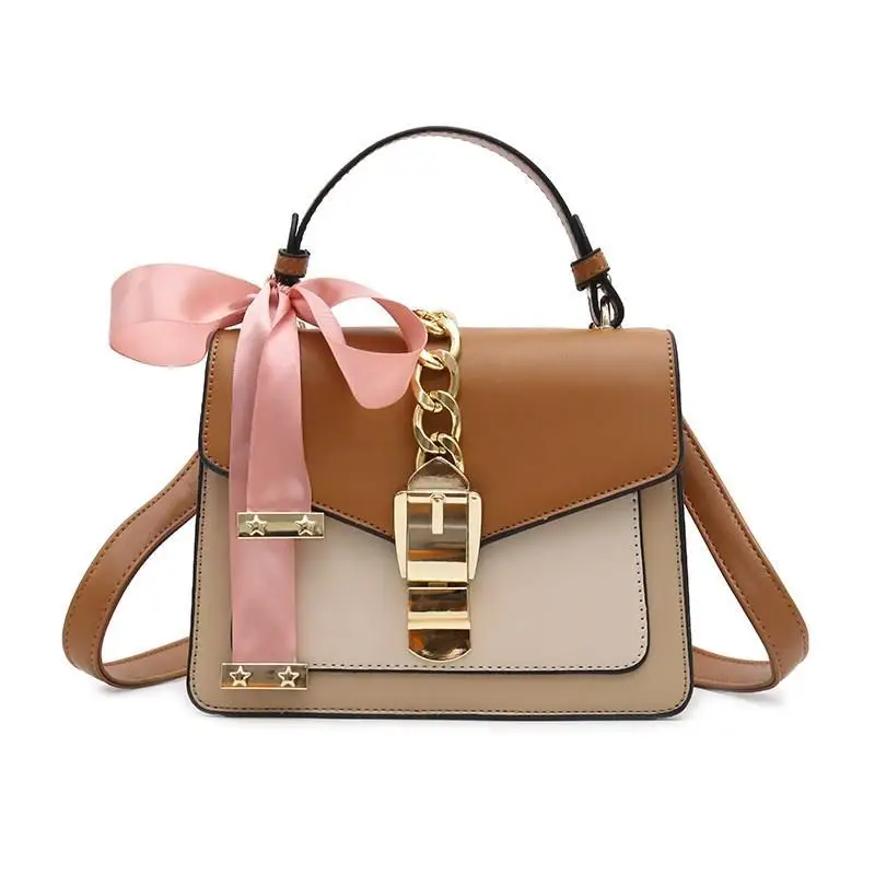 

Women Flip Handbag 2021 New Leather Waterproof Organ Bag Color Matching Metal Chain Shoulder Bag Casual Shopping Messenger Bags