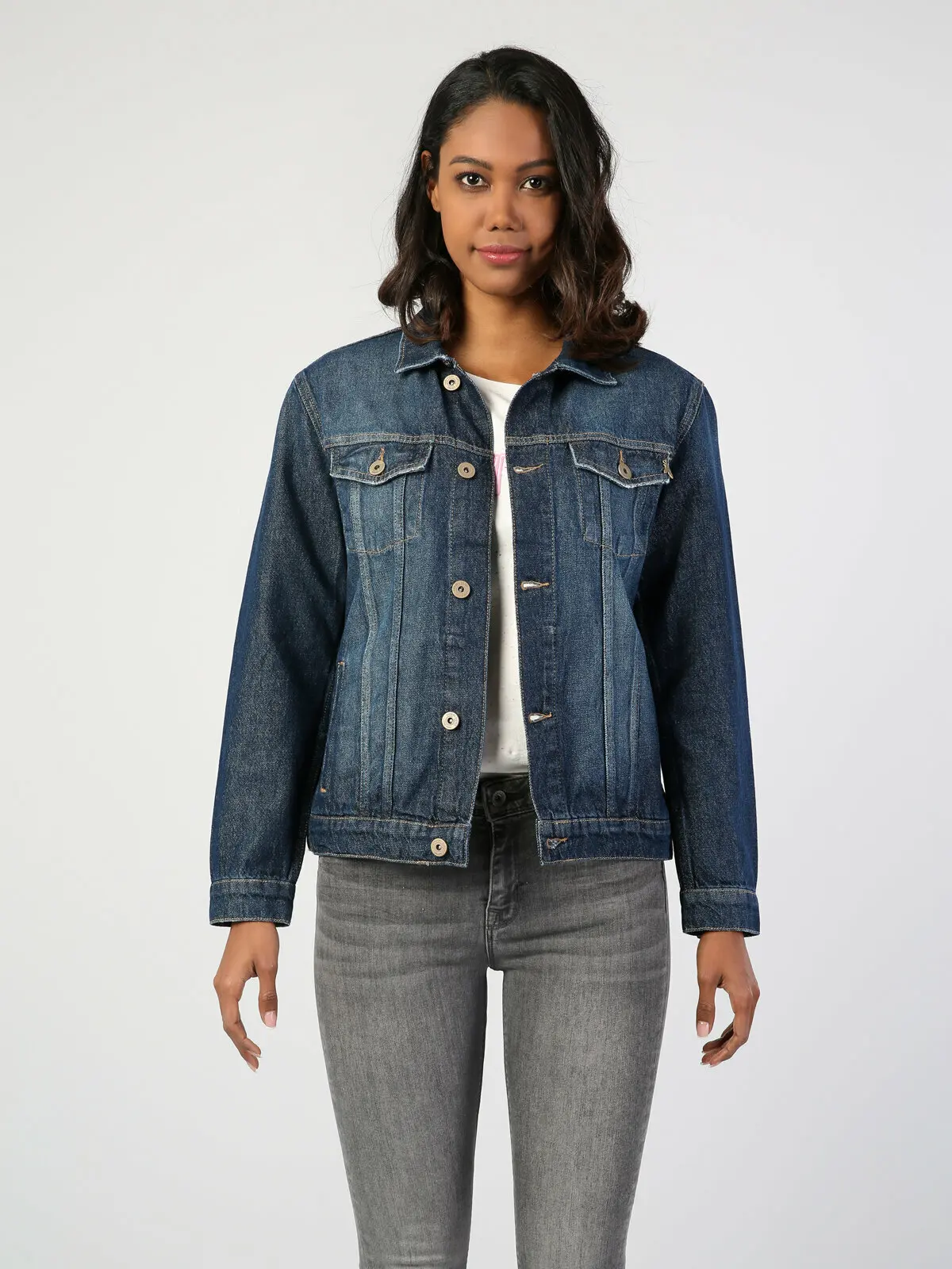 

Colins Woman Regular Fit Blue Blazer Jackets Jean ,CL1042743