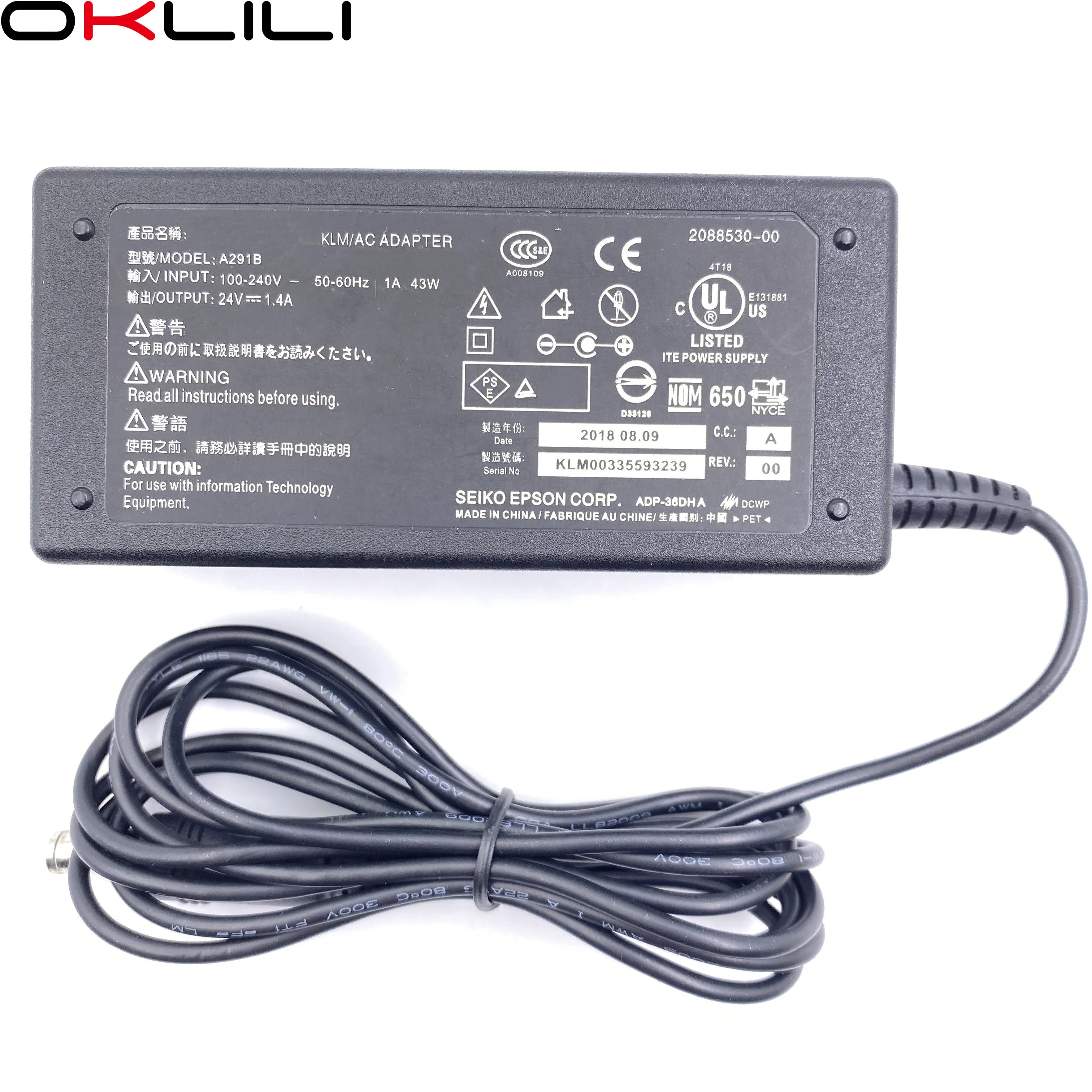 OEM Epson Scanner Power Cord Cable USA Only Originally Shipped with Perfection V700 V850 V800 V750 OEM Epson Scanner Power Cord Cable USA Only Originally Shipped with Perfection V700 V850 V800 V750