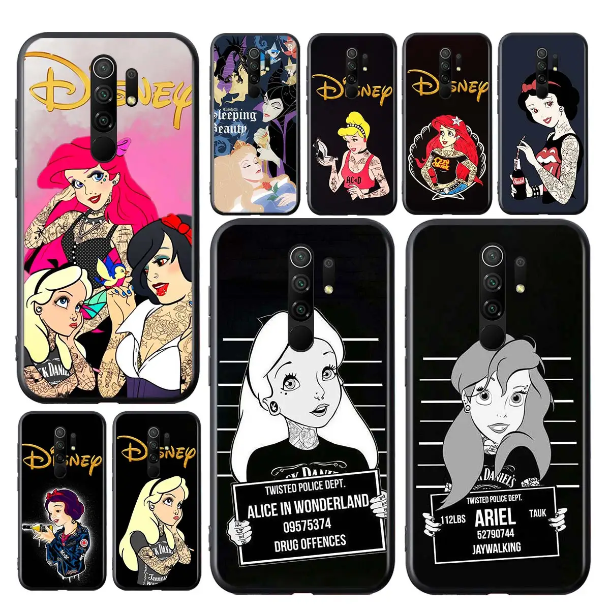 

Punk princess disney Shockproof Cover For Redmi K40 Gaming K30i K30T K30S K30 Ultra K20 10X Pro 5G Black Soft Phone Case
