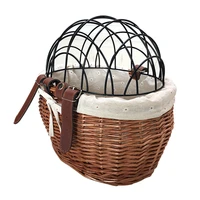 cat dog bicycle storage basket handwoven pet seat front handlebars carrier cycling outdoor accessories