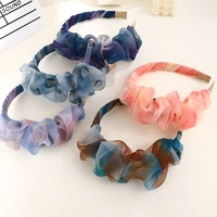 new chiffon fabric tie dye ink pleated hairband for women girls scrunchie headband fashion hair hoop bezel female accessories