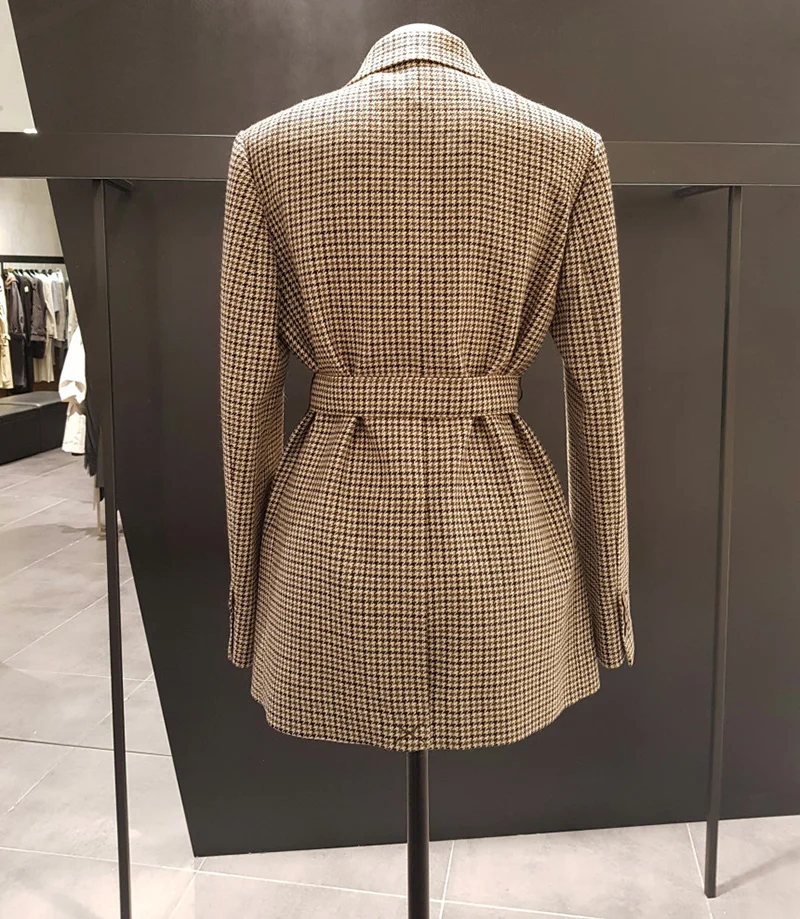 Осенне зимний двубортный клетчатый Блейзер пальто новая Корейская версия