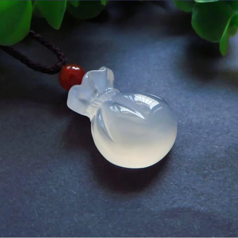 Подвеска из натурального агата халцедона с сумкой удачи ювелирные изделия