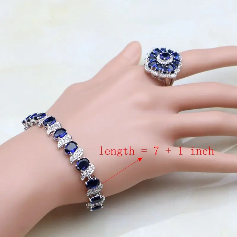 Комплект ювелирных изделий Hyperbole из серебра 925 пробы с синим цирконием и белыми