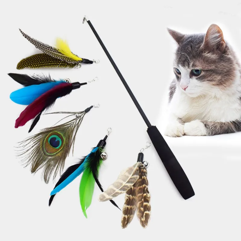 

Выдвижная забавная палочка для кошек, товары для домашних животных, набор игрушек-дразнилок для домашних животных, удочка для тренировки ко...