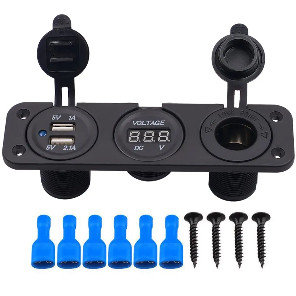 3 в 1 цифровой дисплей прикуриватель двойной USB Автомобильное зарядное устройство