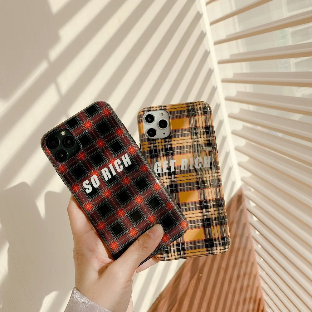 

TPUins plaid girl fashion soft phone case for iPhone SE 2020 11 128gb Pro X XS Max XR 7 8 Plus back cover shockproof