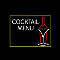 Cocktail Menu With Bottle Neon Sign Handmade Real Glass Tube Bar Store Shop Advertisement Decoration Display Light Lamp 24"X20"