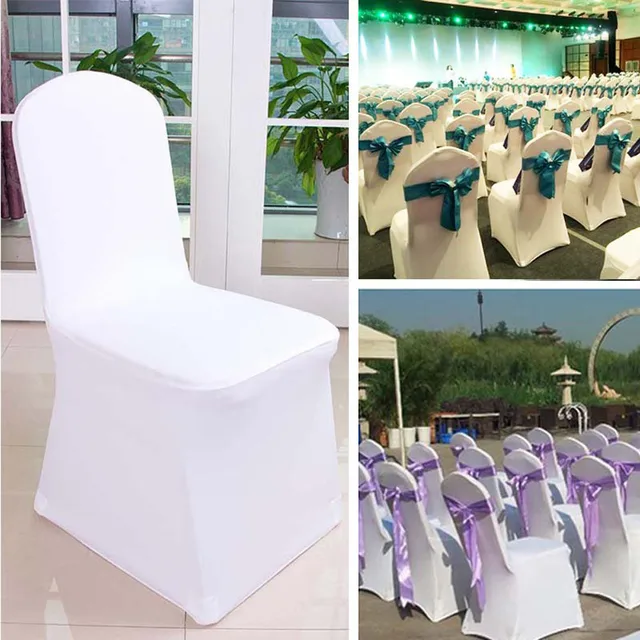 1pcs White Flat Arched Front Covers Spandex Lycra Chair Cover Wedding Party Banquet Decoration Festive Party Supplies