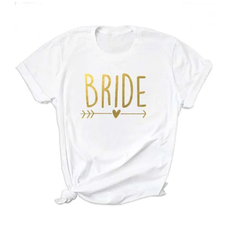 Bachelor Party Pure White Team Bridal T-shirt Wedding Decoration Bridal Squad Short-sleeved Team Bridesmaid Gift Bridal Shower images - 6