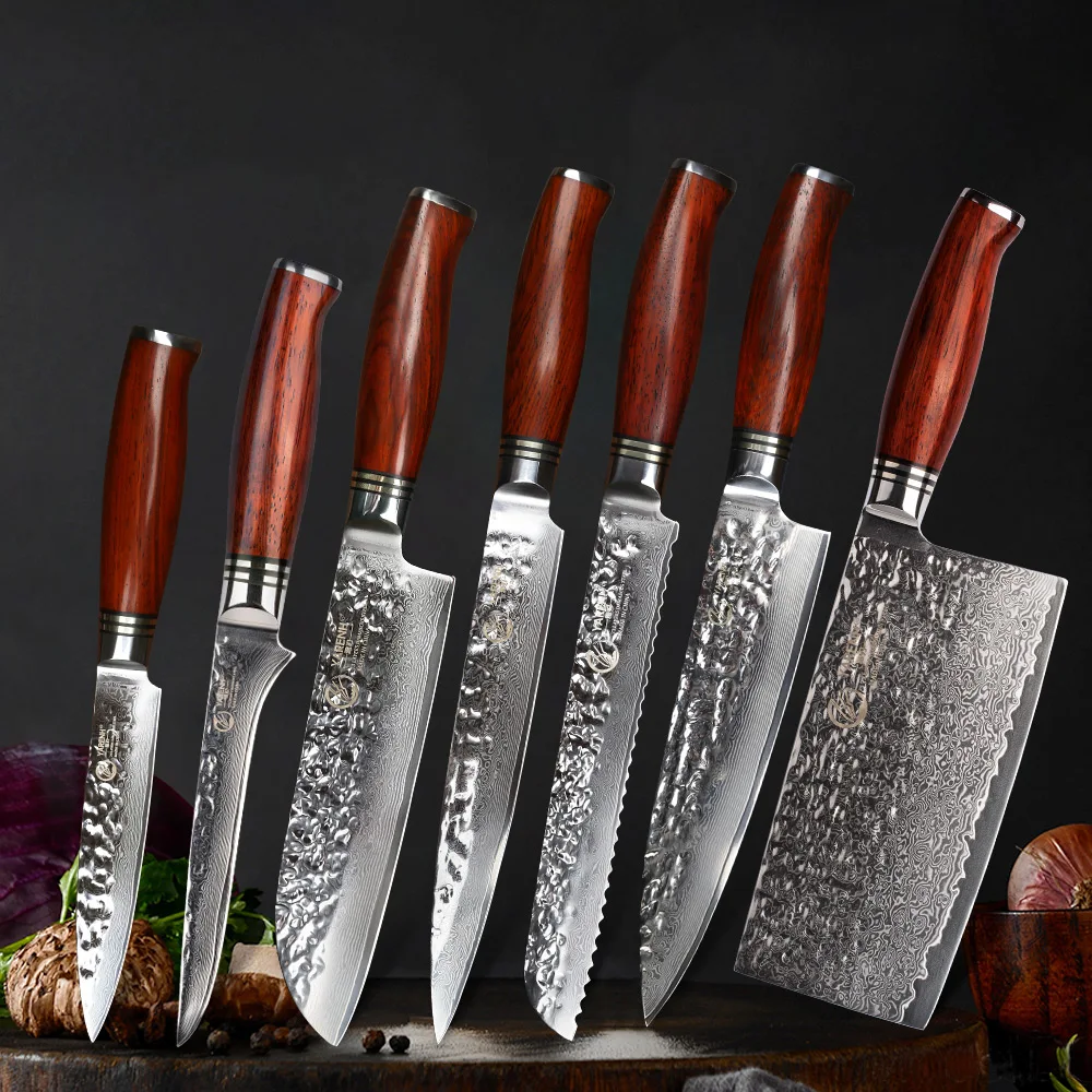 

YARENH Chef Knife Sets Professional 73 Layers Damascus High Carbon Steel Sharp Kitchen Cooking Slicing Knives Dalbergia Handle