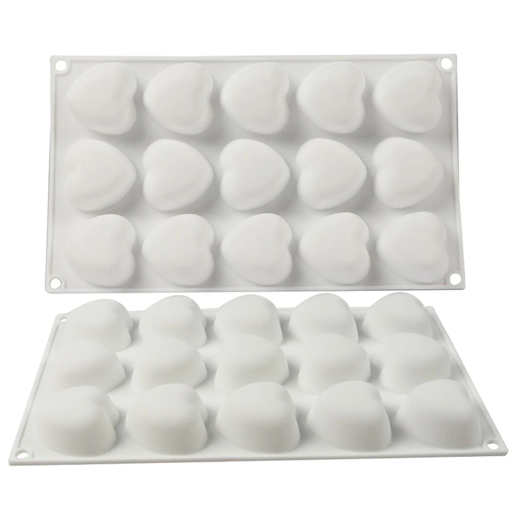 

15 Cavity Heart Shape Silicone Cake Mold Chocolate Mousse Dessert Baking Pan Dessert Bakeware for Home Kitchen DIY Baking Tools