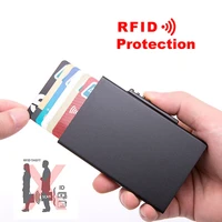 2019 new aluminum alloy credit card holder slim anti rfid idbank card holder rfid protection wallet quality metal case box
