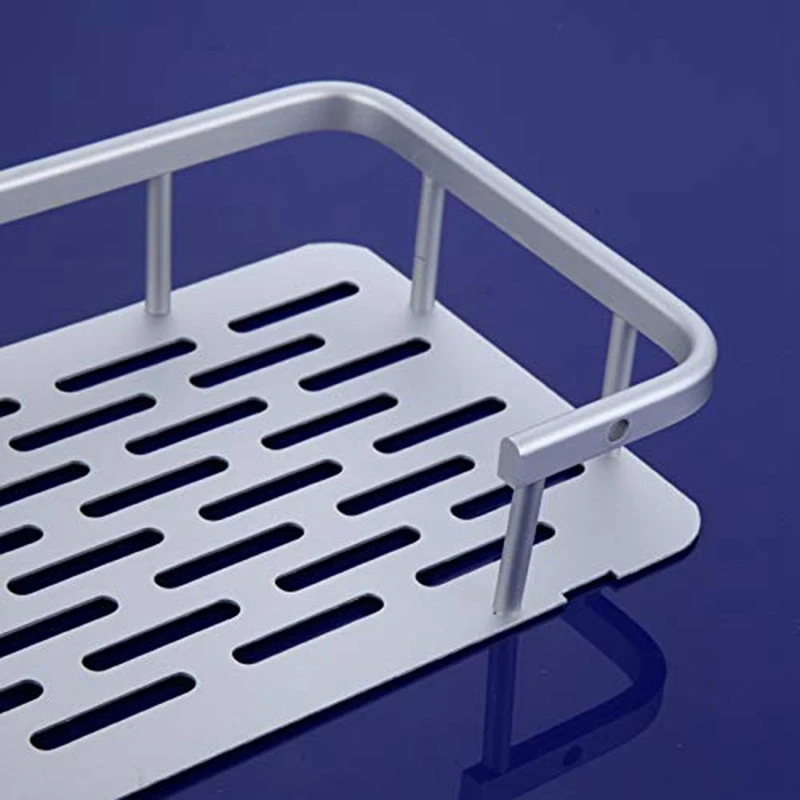 

LBER Shelf Shower Shelf Adhesive Aluminum Shower Caddy For Shampoo Holder Kitchen Rack Storage Organizer No Drilling Rectangle W