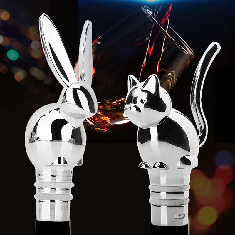 

Home Kitchen Barware Bar Tools Zinc Alloy Cat Rabbit Animal Wine Stopper Plug Sealing Ring