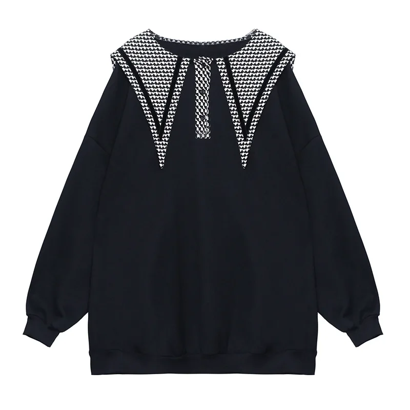 

YourSeason 2021 New Ladies Winter Plus Size Hoodie Fashion Solid Color Pullover Loose Women Casual Sailor Collar Sweatshirts