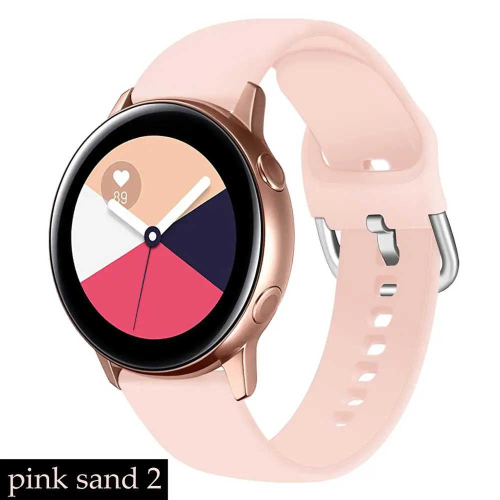 pink sand 2 Силиконовый ремешок pulseira для samsung galaxy watch 46 мм gear s3 S2 huawei watch gt 20/22 мм galaxy watch active Ремешки для наручных часов - Цвет ремешка: pink sand 2