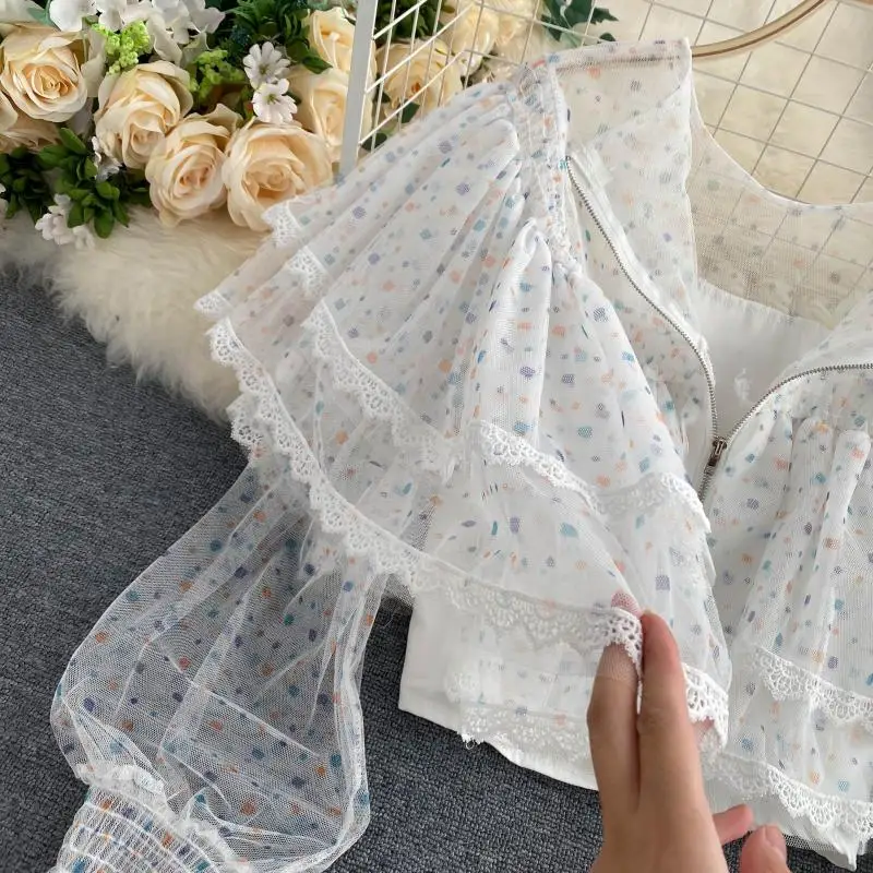 Топы новинка 2020 Женская шикарная Милая прозрачная сетчатая короткая укороченная