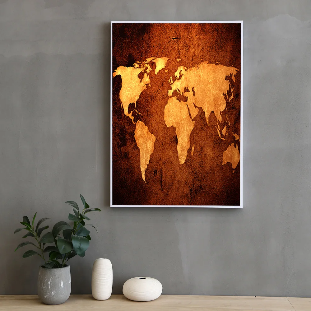 

Global map wall pictures for living room Canvas Printings Modern Spray Painting home hotel place restaurant wall art poster